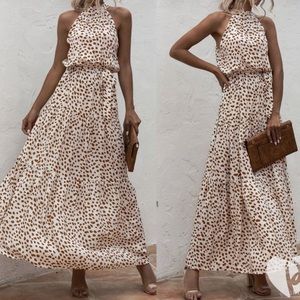 Boho gypsy dot halter maxi dress